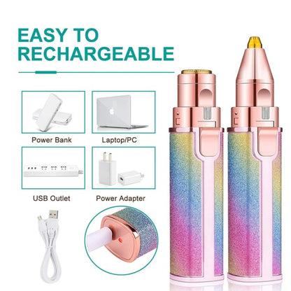 2 In 1 Rechargeable Electric Facial Hair Remover Multi Attractive Color With Usb Charging Cable And Cleaning Brush