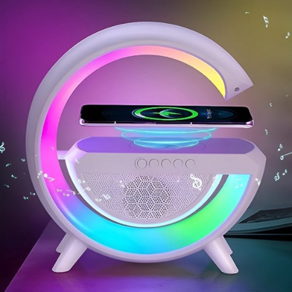 G Shaped Rgb Light Table Lamp With Wireless Charger Bluetooth Speaker With Wireless Charging Bt2301