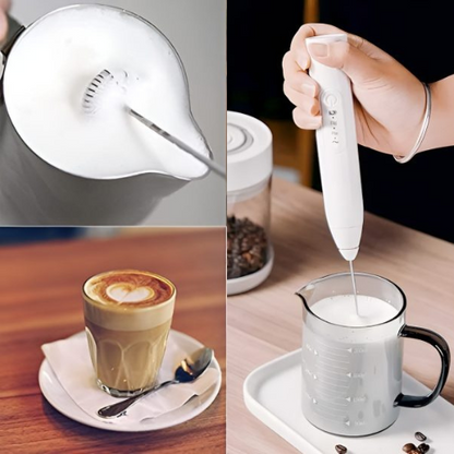 Handheld Electric Milk Frother Whisk Egg Beater Usb Rechargeable Coffee Blender Mixer Foamer Food Blender (random Color)