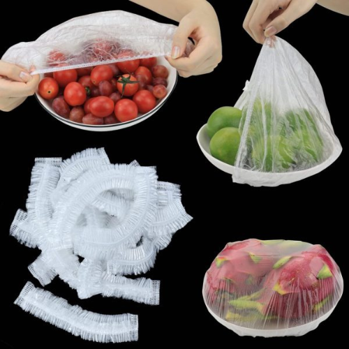 100pcs Disposable Food Cover Kithchen Refrigerator Fruit Food Stretch Leftovers Protection Flim Dustproof Bowls Cups Caps Bag