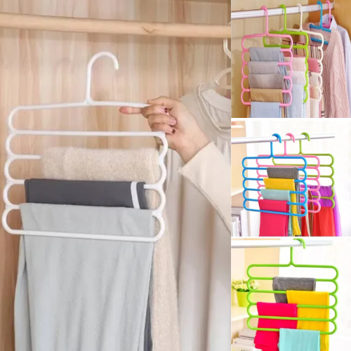 5 Layer Magic Hangers Hanger: Anti-slip Multi-purpose And Multi-functional Magic Multiple Layer Trousers Hangers Hanger – Multifunction Pants Closet Belt Holder Rack S-type 5 Layers Saving Space Hangers Hanger