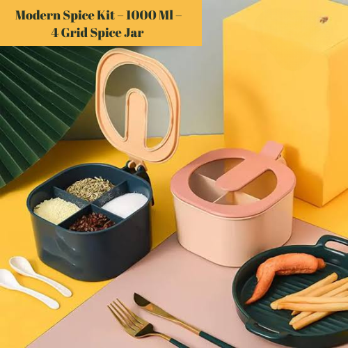 Modern Spice Kit – 1000 Ml – 4 Grid Spice Jar (random Color)