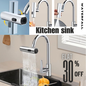 Multifunctional Kitchen Sink Waterfall Faucet Pressurized Shower Bubbler Splash-proof 4 Modes Spout Bathroom Basin Tap Extender Adapter