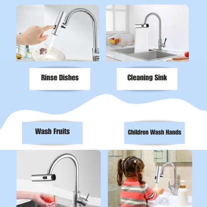 Multifunctional Kitchen Sink Waterfall Faucet Pressurized Shower Bubbler Splash-proof 4 Modes Spout Bathroom Basin Tap Extender Adapter