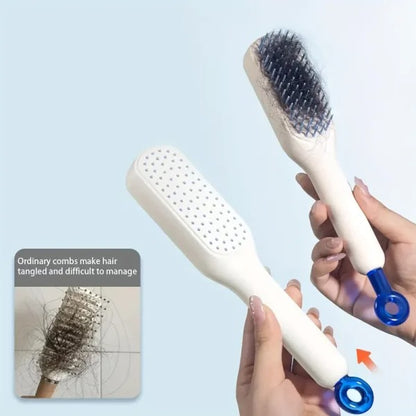 Self Cleaning Magic Hair Brush, One-click Cleaning Telescopic Hair Comb – (random Color) ( Without Box )