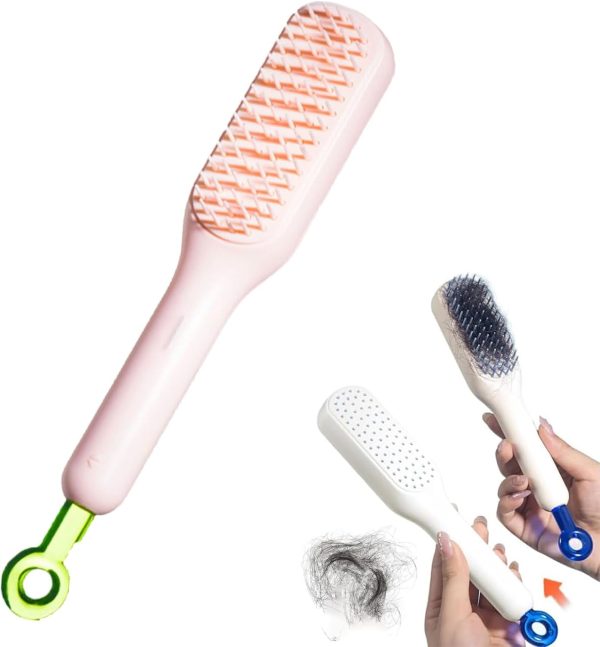 Self Cleaning Magic Hair Brush, One-click Cleaning Telescopic Hair Comb – (random Color) ( Without Box )