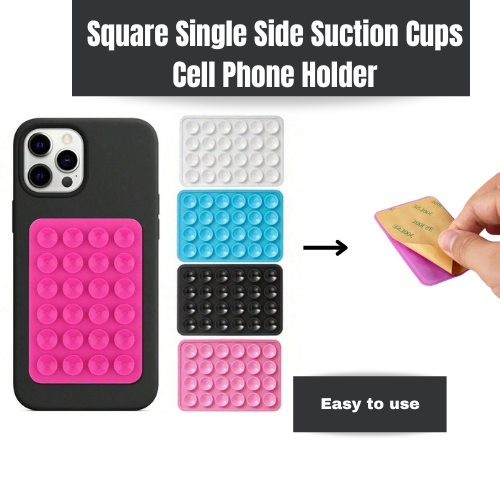 Square Single Side Suction Cups Cell Phone Holder Universal Leather Case Silicone Pad (random Colour)